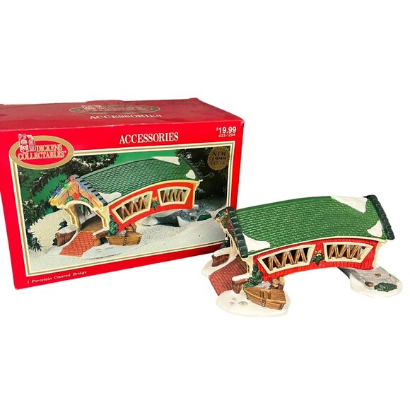 Dickens Collectibles Porcelain Covered Bridge Village Accessories 1998 With Box - Picture 1 of 7